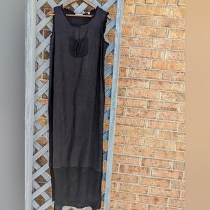 Vintage Linen Maxi Dress with ruffle accents